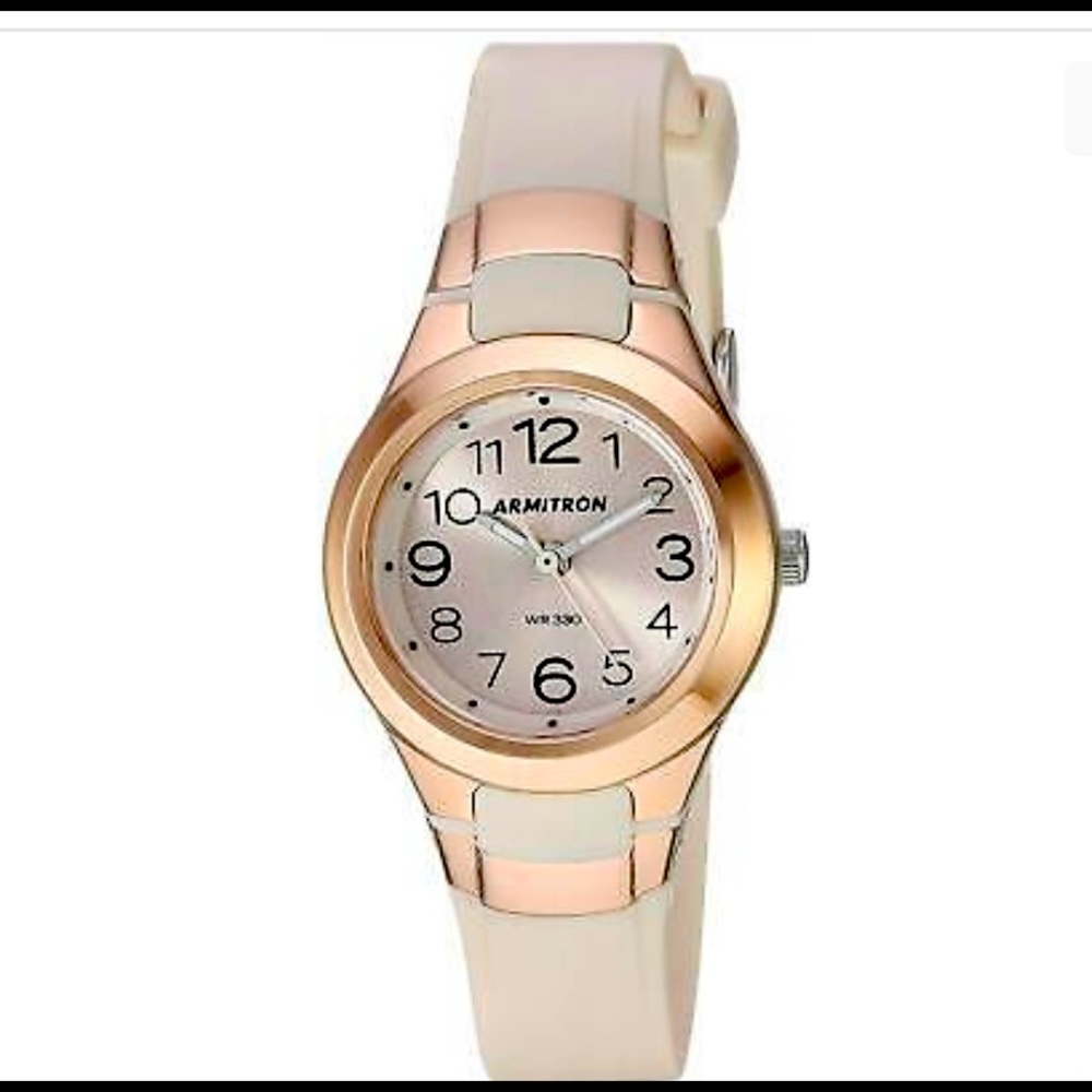Armitron 25/6418 Rose Gold Tone Case Resin Strap Sport Women's Watch